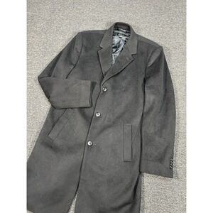 Jos A Bank Wool Overcoat Mens 40R Black 3 Button Single Breasted Business Lined